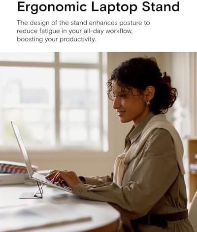 MOFT Invisible Slim Laptop Stand, Adhesive And Reusable, Adjustable Perfect Viewing Angles, Compatible with Laptops Up to 15.6", Grey
