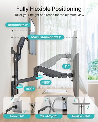 Dual Wall Mount Monitor Arm for 17-49" Ultrawide Screens
