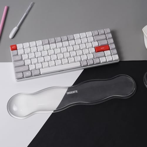 Ergonomic Clear Gel Wrist Rest for Computer Keyboard - Non-Slip Crystal Gel Pad, Soft Comfortable Support, Washable, Office Gaming Wrist Pain Relief