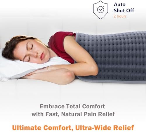 Heating Pad for Back, Neck & Shoulders, Soft Electric Heating Pad with Moist & Dry Heat, Auto-Off, Machine Washable, Birthday Gifts for Women Wife Mom Her (Rock Gray, 20"x24")