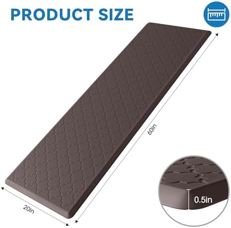 Kitchen Mats for Floor, Wide Long Anti Fatigue Cushioned, Chocolate