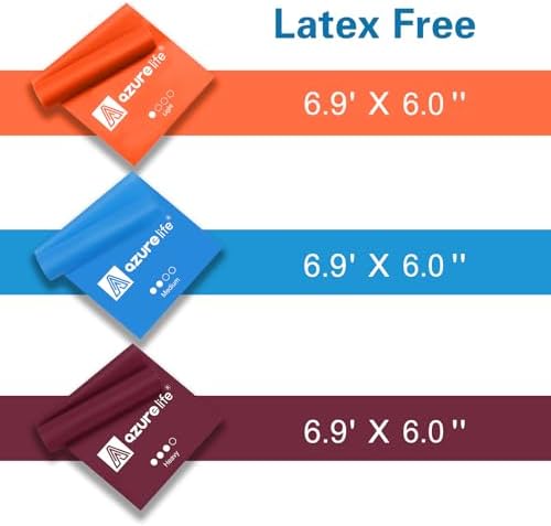 A AZURELIFE Resistance Bands,Professional Long Non-Latex Elastic Stretch Bands,Exercise Bands for Physical Therapy, Yoga, Pilates, Rehab, at-Home or The Gym Workouts, Strength Training