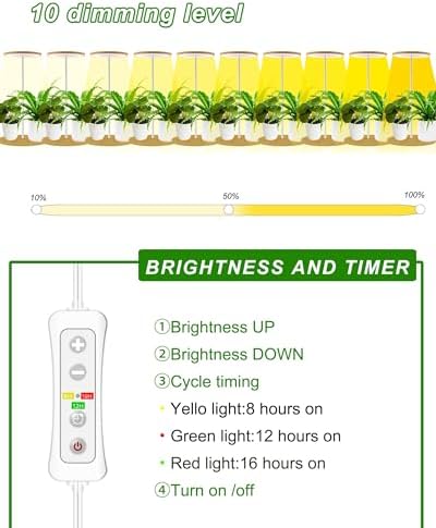 Plant Grow Light for Indoor Plant,Bamboo Mini LED Grow Light Garden,Height Adjustable,Automatic Timer with 8/12/16 Hours，1 Pack