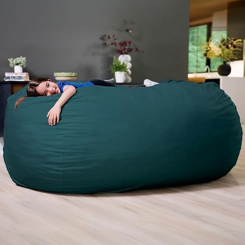 Big Joe Fuf 8Ft Giant Foam Bean Bag Chair, Oversized Couch with Removable Cover for Kids, Teens, Adults, Deep Sea Lenox, 8 Foot