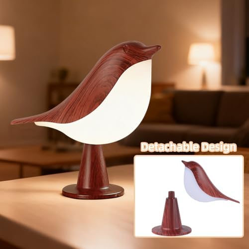 IFTHFOUR Bird Cordless Table Lamp, Small Cordless Bedside Lamp with 3 Color Temperature, Touch Sensor & Rechargeable Battery - Night Light for Kids, Bedroom, Bedside, Office, and Outdoor Use（Dark）