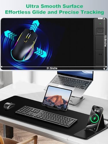 Mouse Pad, Office Desk Mat, Large Gaming Mousepad with Superior Micro-Weave Cloth, XXL Desk Pad with Stitched Edges, Non-Slip Writing Pad for Gamer, Laptop, Work & Home
