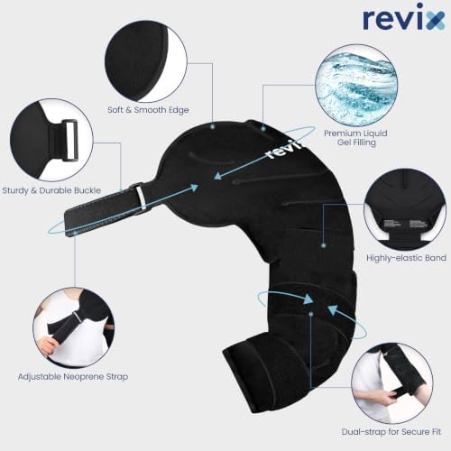 REVIX Shoulder Elbow Ice Pack Wrap, Arm Ice Pack Sleeve for Pitchers, L