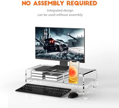 BEYGORM Acrylic Monitor Stand for Full Keyboard, 20" Wide 2-Tier