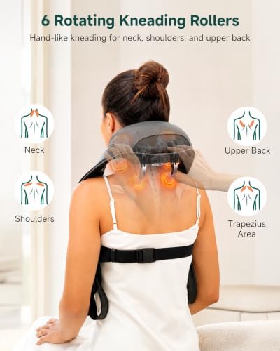 Snailax 4D Cordless Neck and Shoulder Massager with Heat & Kneading, FSA