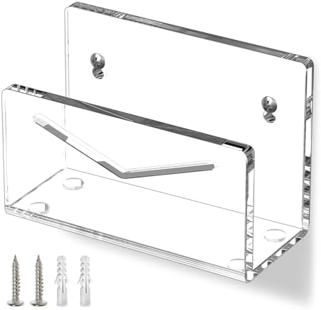 FUCDTEFC Acrylic Mail Holder, Mail Organizer Wall Mounted Clear File Letter Organizer, Vertical Envelope Mail Holder for Desk, Lightweight Countertop Bill Sorter Invoice Stand for Home Office School
