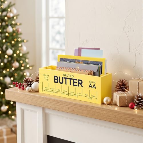 SiliFine Butter Mail Organizer Wooden 2 Slots for Wall Table Countertop