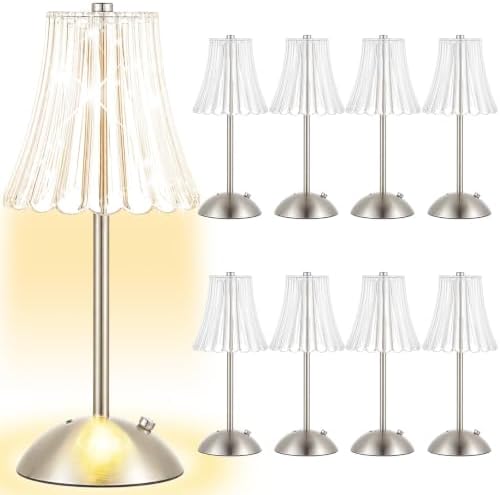 8 Pcs Cordless Table Lamp Rechargeable Touch Lamp Silver Flower