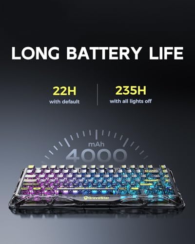 GravaStar Mercury K1 Lite 75% Wireless Mechanical Gaming Keyboard RGB