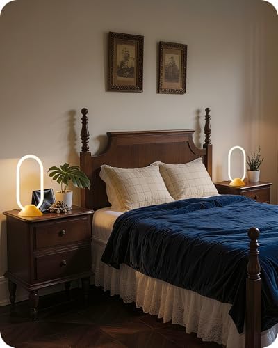 Modern LED Table Lamp, Bedside Lamp with Oval Design, 3 Color Temperatures, Adjustable Brightness, 360° Lighting, Unique Desk Lamp for Bedroom, Living Room, Study, Office, Natural M64TL05
