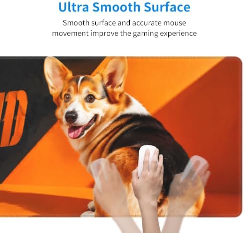 Corgi Funny Mouse Pad Mouse Pad Gaming 11.8x31.5 in Orange Black Cute