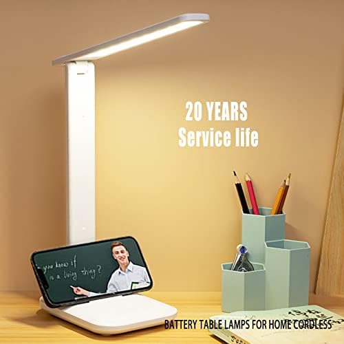 Cordless Rechargeable LED Desk Lamp with 4000mAh Battery - Ultra-Portable Lightweight Design for Home Office, Students & Kids Study - Eye-Caring Reading Light with 3 Modes & Brightness Dimmer