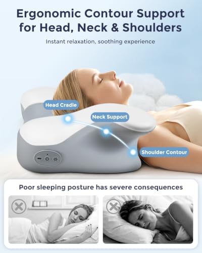 Cervical Neck Pillow for Sleeping, Heating Vibrating Neck Support Pillow