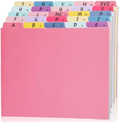 gisgfim 25 Alphabet File Guides, A‑Z Top‑Tab File Cabinet Dividers, Vibrant