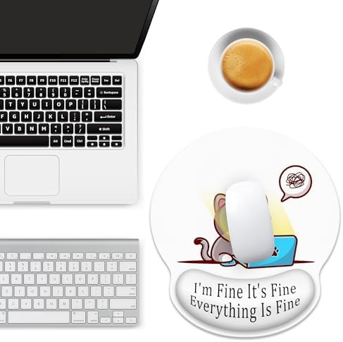 Working Cat Ergonomic Mouse Pad with Wrist Rest for Desk Work Office