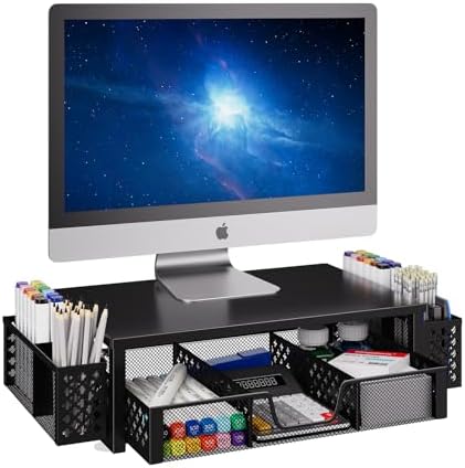 Simple Trending Monitor Stand Riser, Desk Organizer and Accessories, Black