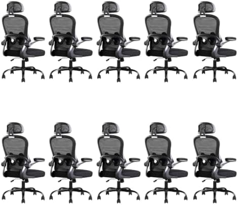 10 Pack Ergonomic Office Chair,Ultra Thick Spring Cushion Desk Chair,Black