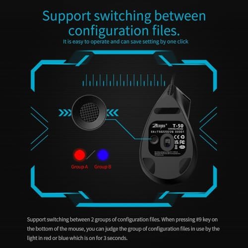 Vertical Gaming Mouse 9 Buttons – 6-Speed DPI RGB LED Optical Ergonomic Design USB Wired Mouse for Computer Black