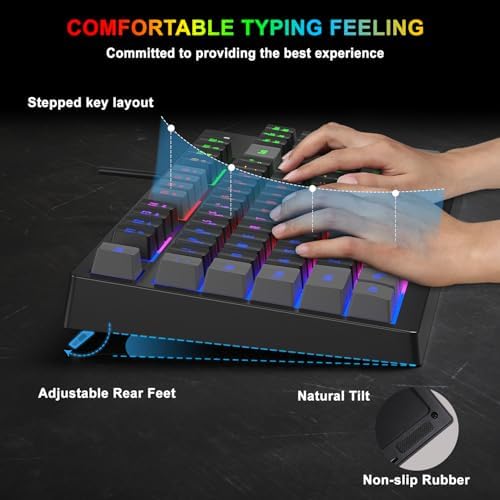 BlueFinger RGB 87 Keys Gaming Keyboard and Backlit Mouse Combo, USB Wired Rainbow Keyboard, Gaming Keyboard Set for Laptop PC Computer Game and Work(Gray & Black)
