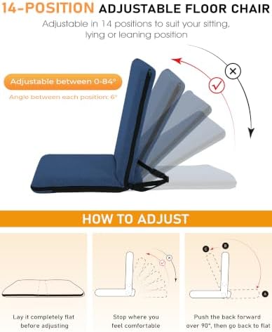 Adjustable Floor Chair with Back Support Foldable Meditation Chair, Blue