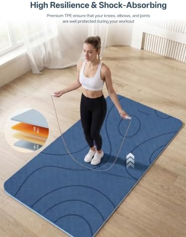 EaseUp Large Yoga Mat 73x35.5x0.4",10mm Thick Non-Slip for Home Workout
