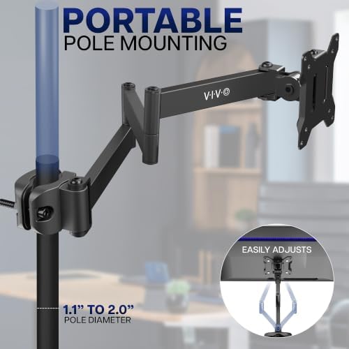 VIVO Black Long Pole Mount Monitor Arm