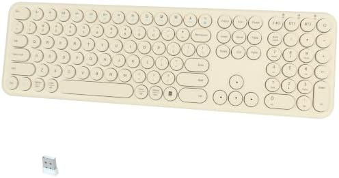 Quiet Wireless Keyboard, Round Keycaps, Low Profile Slim Design (Khaki)