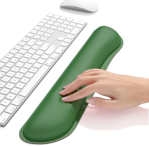 Dapesuom Enlarge Keyboard Wrist Rest, Memory Foam Keyboard Wrist Cushion for Computer Desk Mats Support, Typing Pain Relief Ergonomic Mouse Pad Rests with Non-Slip Base for Gaming Laptop, Forest Green