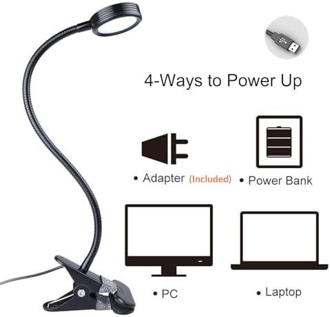 LEPOWER Clip on Light, Book Reading Lamp for Desk, Bed Headboard and Dorm