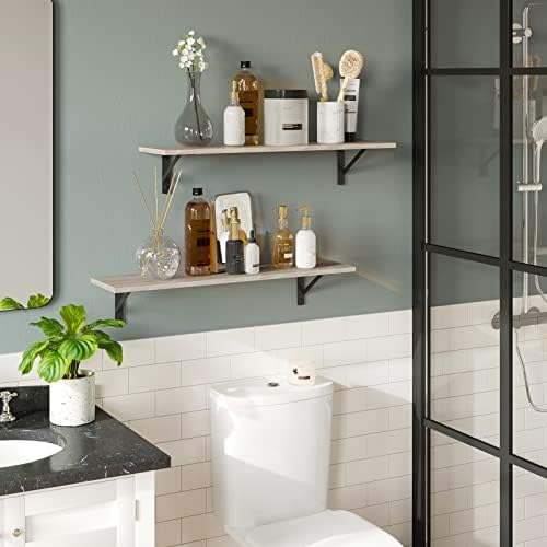 DINZI LVJ Wall Shelves, 23.6" Long Floating Shelves with Metal Brackets
