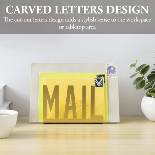MyGift Gold Metal Mail Holder, Desktop Organizer with MAIL Design