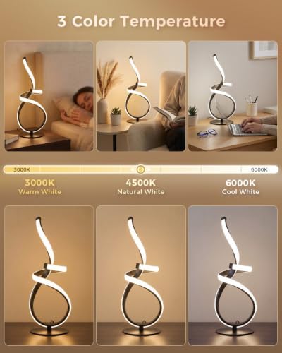 2 Pack LED Touch Dimmable Table Lamp, 3D Spiral Cool Desk Light