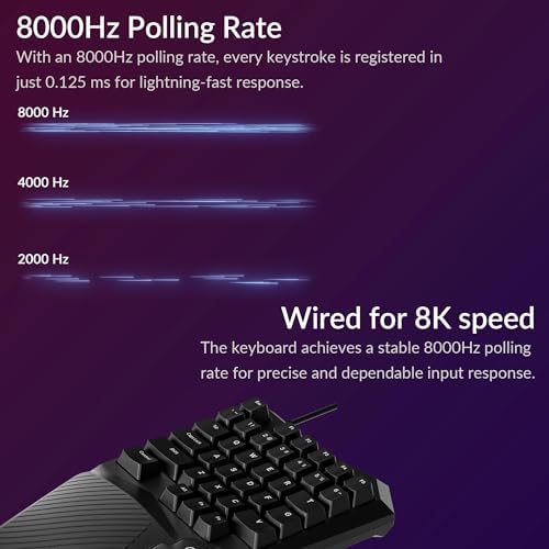 Keychron C0 HE 8K Wired One-Handed Gaming Keypad, Rapid Trigger Hall Effect Magnetic Switches, 35 Programmable Keys, Per-Key RGB Lighting, Web-Based Configurator, Compatible with Windows & macOS