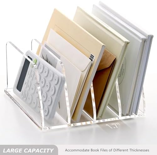 SANRUI Acrylic Desk Mails File Sorter Clear Letter Organizer Holder,4 Slot