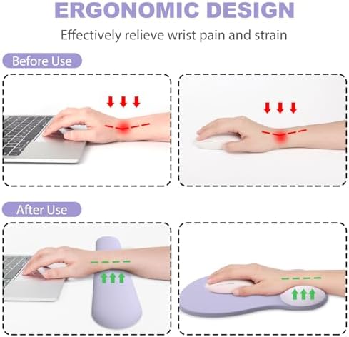 Ergonomic Mouse Pad with Wrist Rest and Keyboard Wrist Rest, Gel Mousepad
