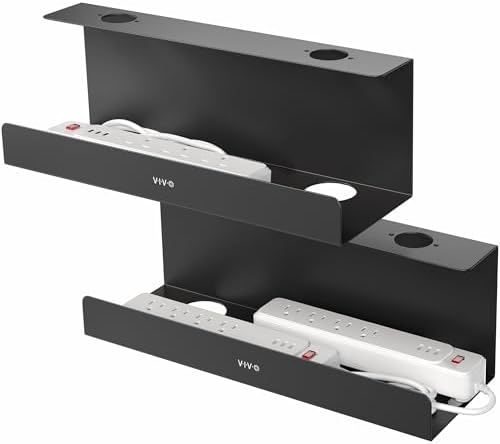 VIVO 2 Pack Black 17 inch Extra Deep Cable Management Tray, DESK-AC16-2C