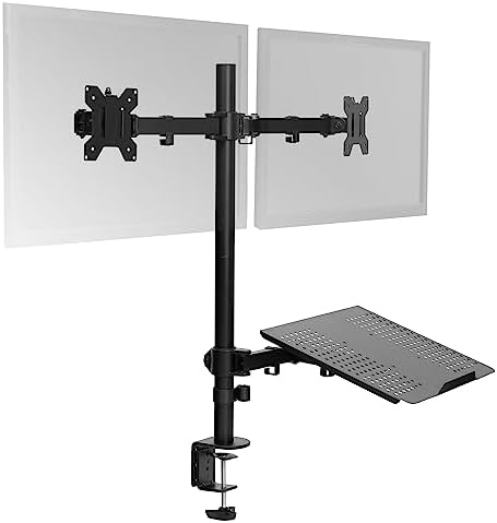VIVO Laptop and Dual 13 to 27 inch LCD Monitor Stand up Desk Mount, Tall Adjustable Stand, Fits Laptops up to 17 inches, Black, STAND-V012J