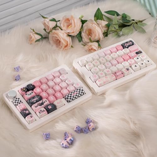 GMK70 Split Mechanical Keyboard Kit,VIA Programmable Wireless Keyboard BT5.0/2.4Ghz/Wired Alice-Layout Barebones 65% Gasket Mounted HotSwap PCB NKRO RGB Ergonomic Gaming Kit with Knob (White)