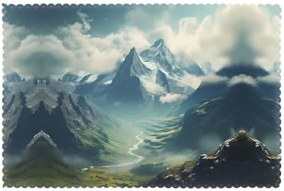 The Stretching Alps Prints Placemats Set of 6 12x18in - Durable Table Layers with Heat-Resistant & Wrinkle-Free Polyester