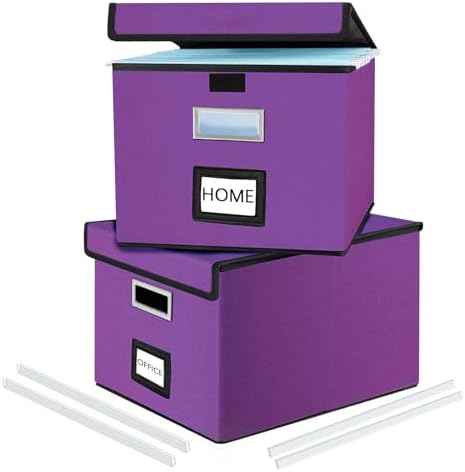 File Organizer Box with Lids, Collapsible File Folder Organizer