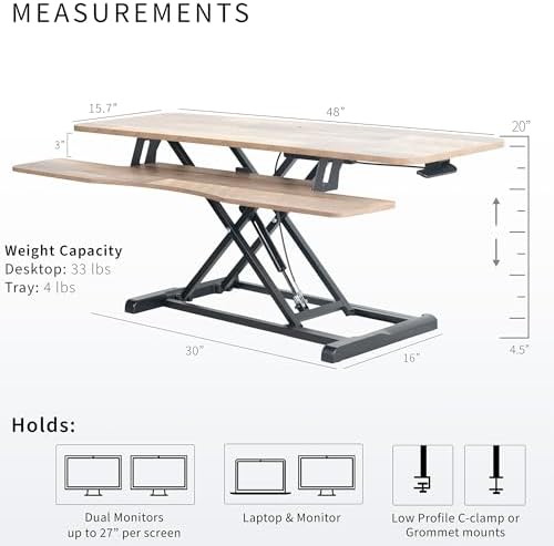 VIVO Reclaimed Wood 48 in Standing Desk Converter, DESK-V048KP