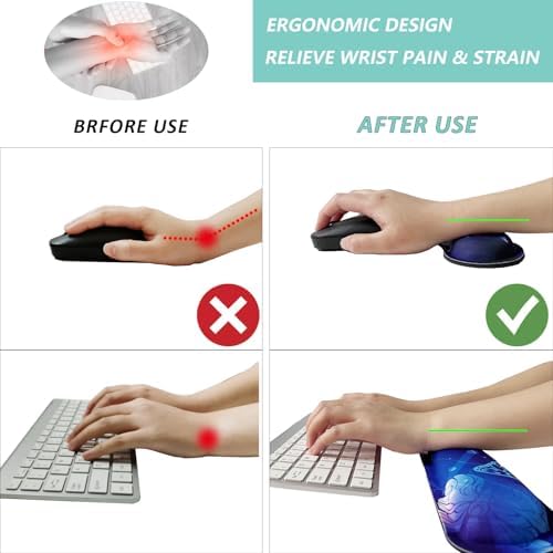 Keyboard Wrist Rest Mouse Wrist Support Set, Memory Foam Wrist Rest Pad for Computer Laptop Keyboard Mouse, Ergonomic Wrist Cushion Support for Typing Pain Relief, Gaming Home Office, Butterfly