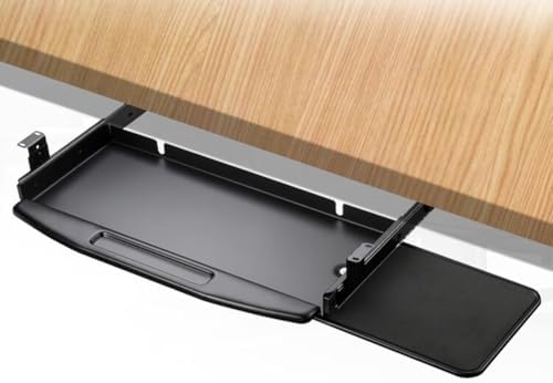 Keyboard Tray Under Desk with 360° Swivel Mouse Platform, Ergonomic Typing, 480 x 200 mm Slide-Out Platform Computer Drawer for Home, Office, Gaming
