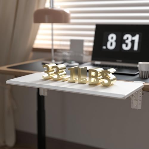 ETHU Foldable Desk Extender Tray with Clamp, 25.6x11.4", White