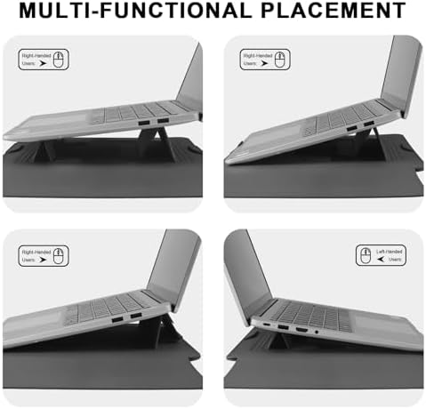 HoYiXi 15.6" Laptop Sleeve Case PU Leather with Stand Compatible with MacBook Pro 16/15.4'' MacBook Pro 15, Mac Air 15/ Dell, Matebook,Asus,15-16'' Laptop Bag,(Patent Pending),Gray