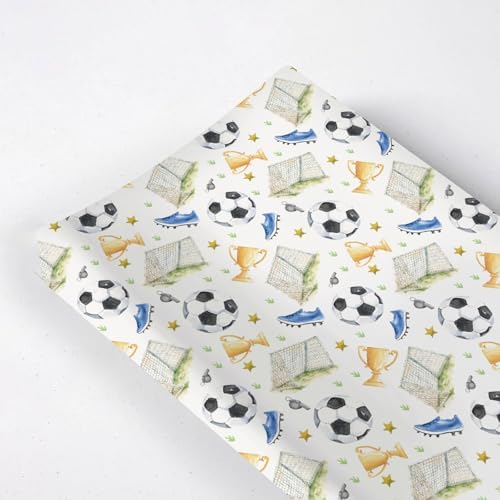 Watercolor Soccer Balls Shoes Stars Pattern Baby Changing Pad Cover, Unisex Sports Theme Nursery Diaper Changing Table Pad Mat Sheet for Boys Girls-16x32